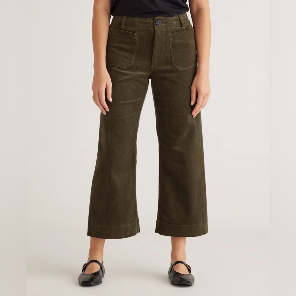 Quince Olive Wide-Leg Corduroy Pants
